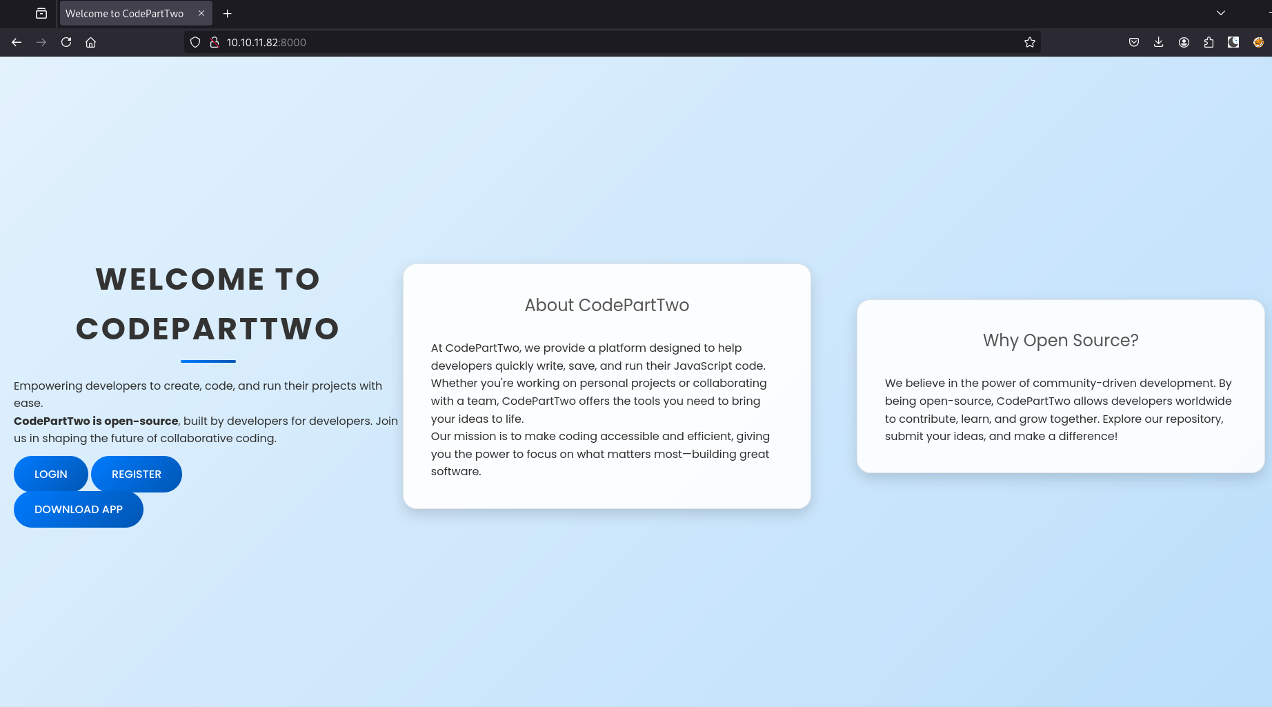 Code Part Two Front Page